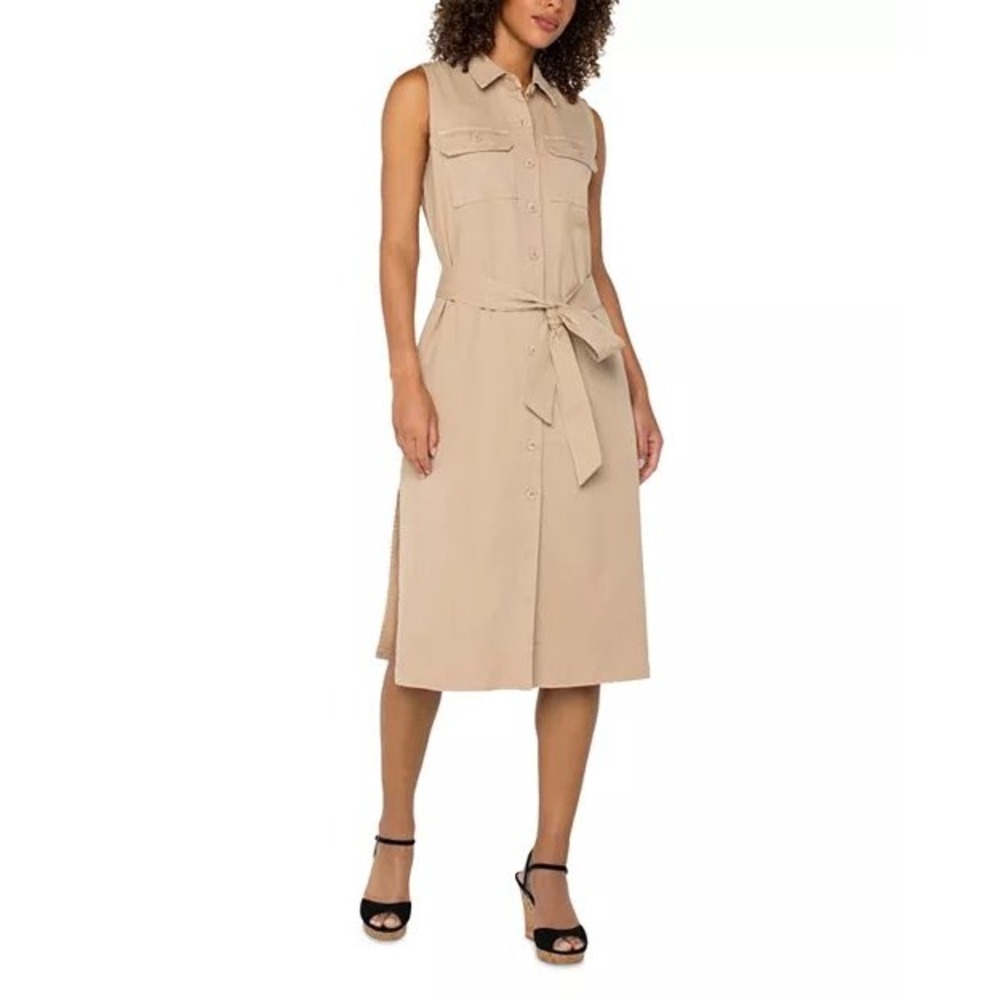 NWT Liverpool Tan Sleeveless‎ Shirtdress / Size Large / Perfect for Summer! - Picture 2 of 5